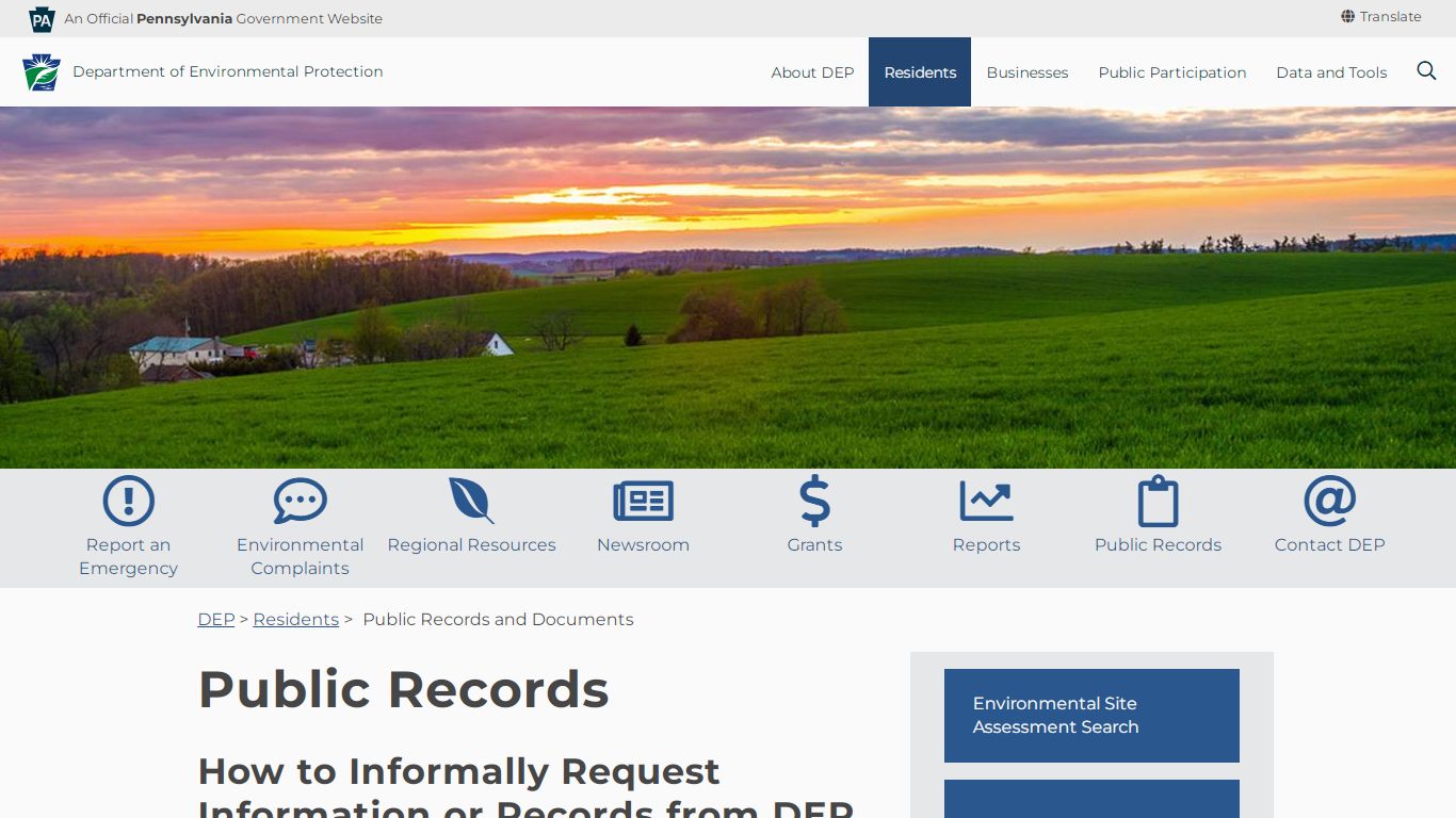 Public Records and Documents - Department of Environmental Protection