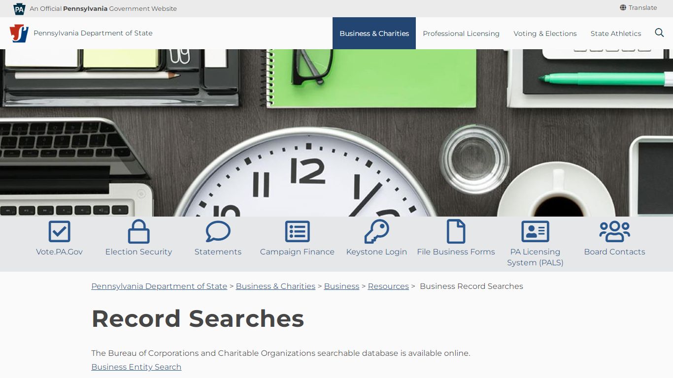Business Record Searches - Pennsylvania Department of State